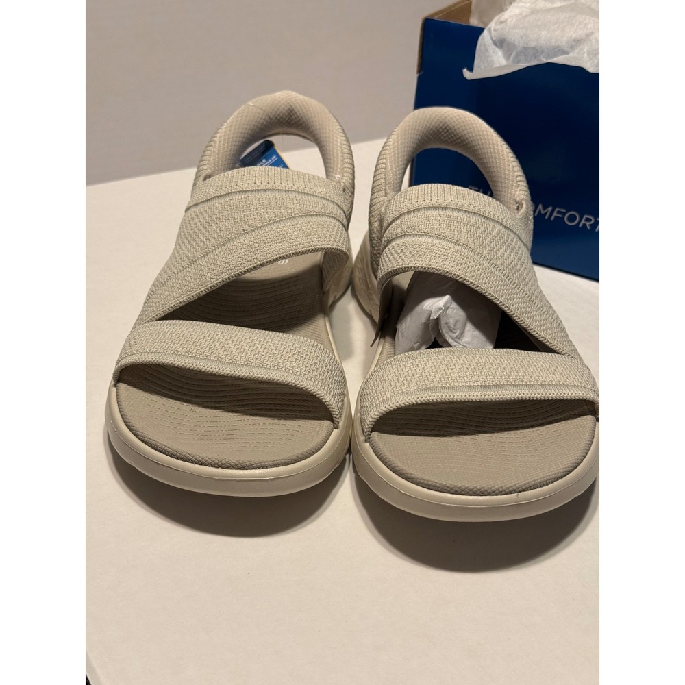 NWT Skechers Womens Go Walk Flex Enticing Sandal 8 Natural Knit Slip-ins 141482